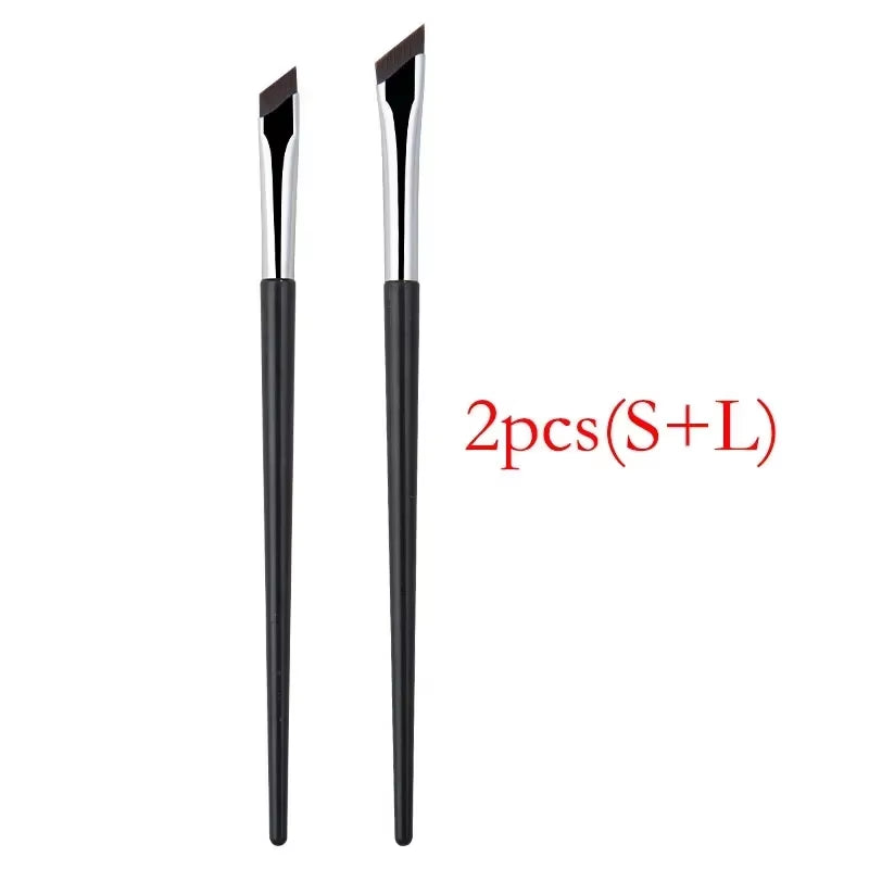 2Pcs Angled Blade Eyeliner Brush Ultra Thin Fine Eyebrow Brush Flat Sickle Eyeliner Brushes Thin Angled Eyeliner Makeup Tools