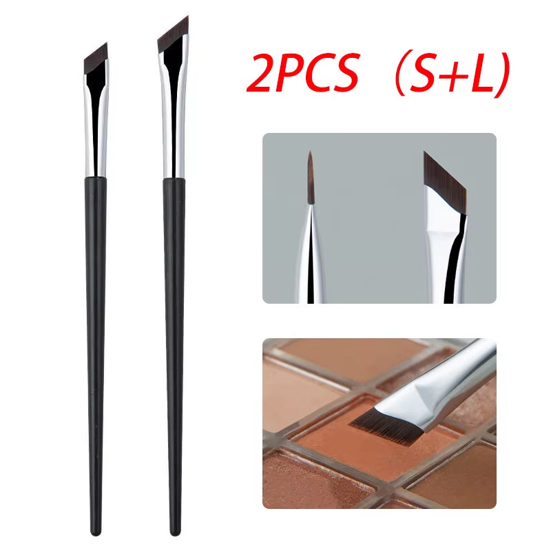 2Pcs Angled Blade Eyeliner Brush Ultra Thin Fine Eyebrow Brush Flat Sickle Eyeliner Brushes Thin Angled Eyeliner Makeup Tools