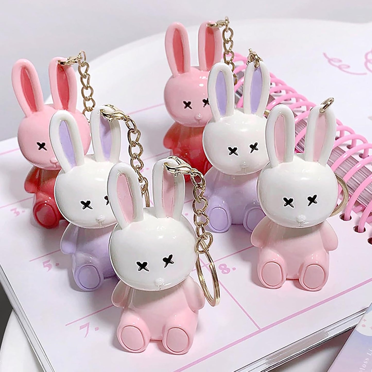 3 Colors Rabbit Lip Glaze Jelly Lipstick, Cute Lipstick Key Chain 2 in 1, Moisturizing Lip Stain Plumping Water Lip Gloss Waterproof Long Lasting Liptint for Girl(B)