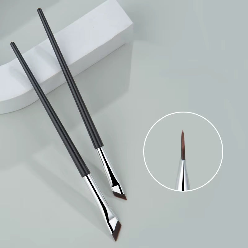 2Pcs Angled Blade Eyeliner Brush Ultra Thin Fine Eyebrow Brush Flat Sickle Eyeliner Brushes Thin Angled Eyeliner Makeup Tools
